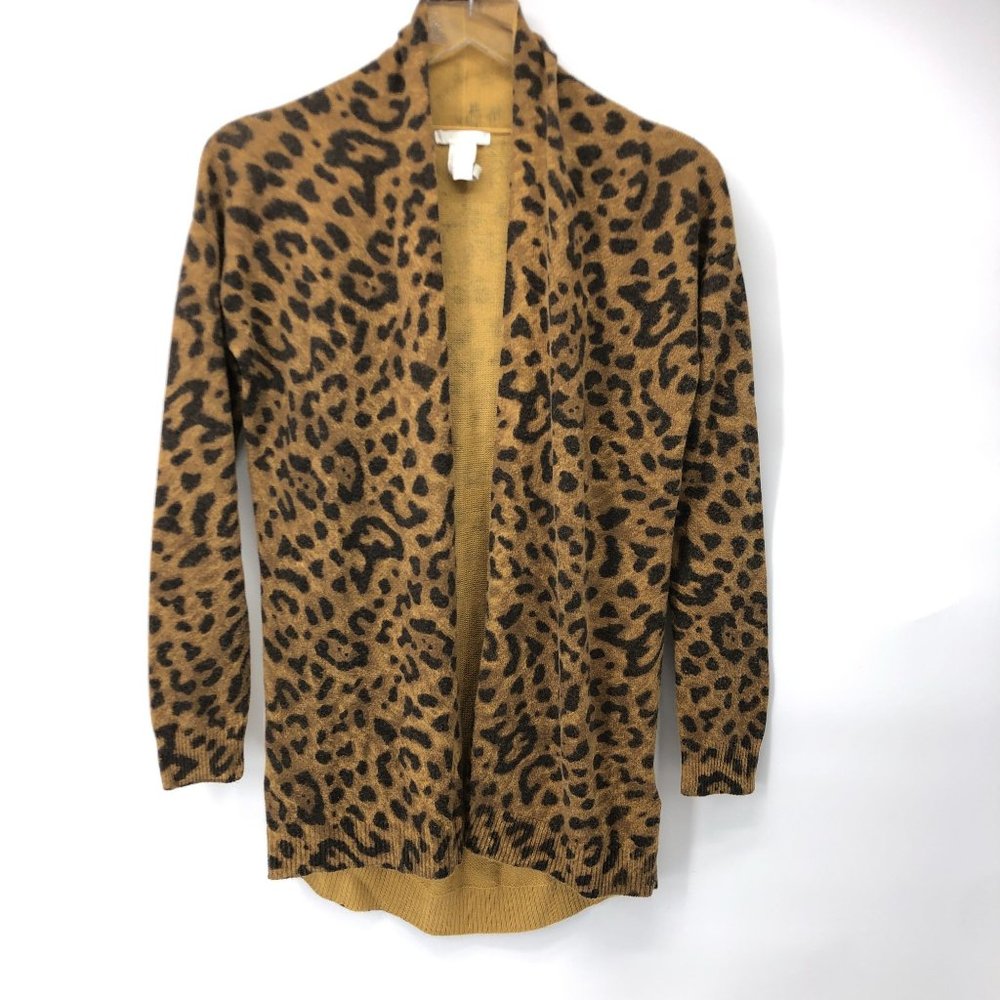 H&M‎ XS Leopard Wool Blend Cardigan Shawl Sweater Sweaters Cardigans Leopards